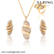 63824-Xuping chaud plaqué or bijoux artificiels 3 pièces ensembles pour la partie